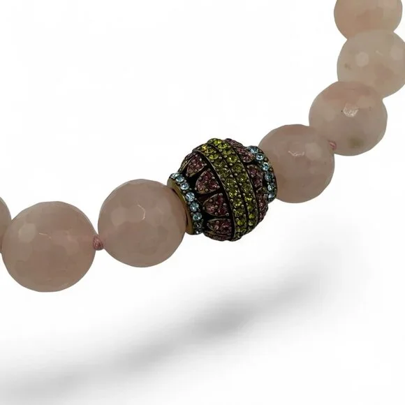 Heidi Daus Beaded Necklace Rose Quartz Swarovski Crystals Multicolored As IS 18" - Picture 2 of 12